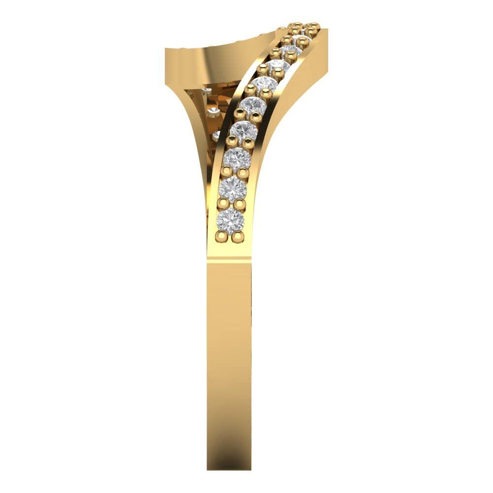 0.21 Carat Brilliant Round Cut Clear Simulated Diamond 14k Yellow Gold Stackable Wedding Band Ring - Perfect for Stacking, Anniversary Gifts & Everyday Elegance