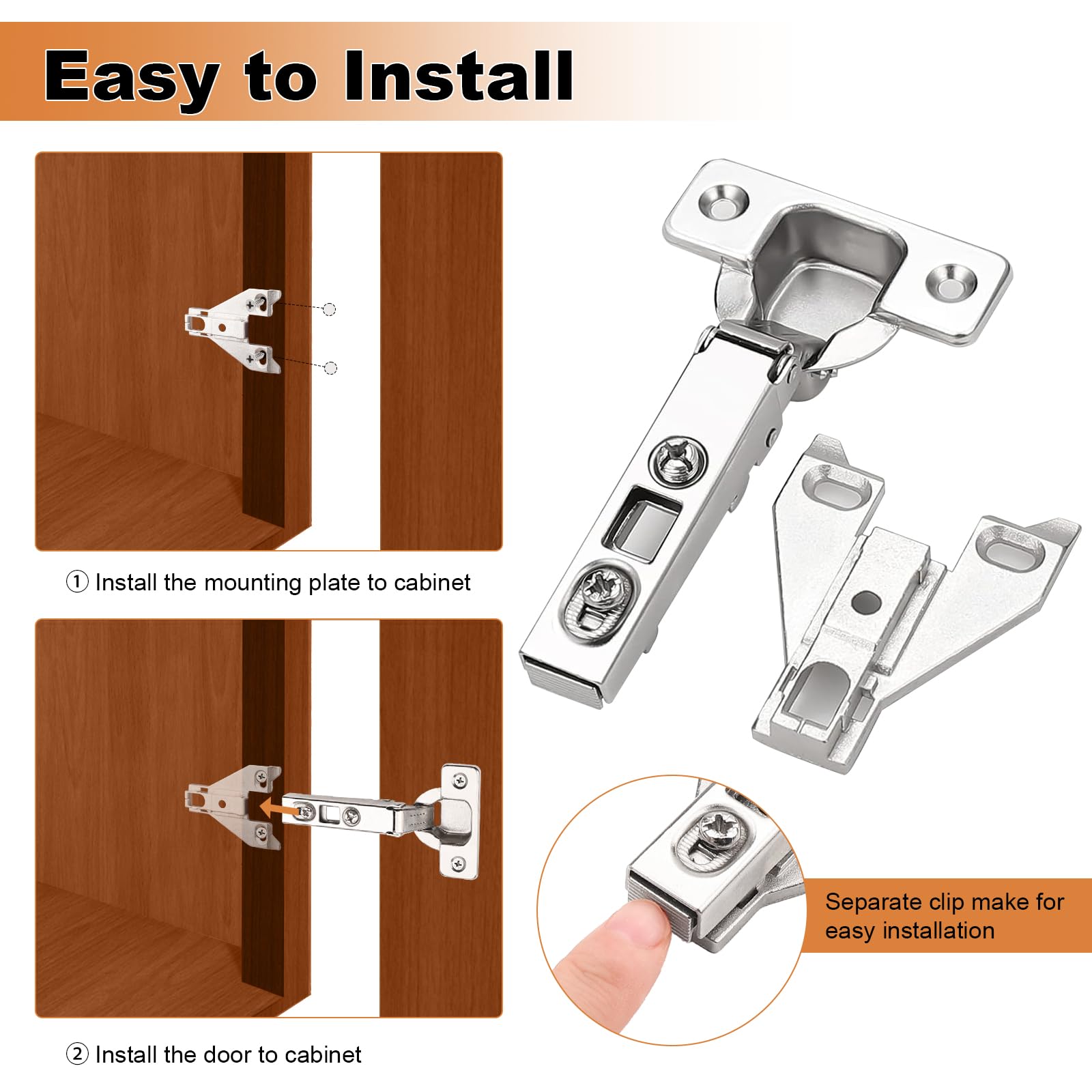 Probrico 25 Pairs (50 Pack) Soft Close Cabinet Hinges - Satin Nickel Face Frame Mount Concealed Hinges for Kitchen Cupboards | Includes Mounting Screws | Perfect for Cabinet Door Repair & Kitchen Renovation