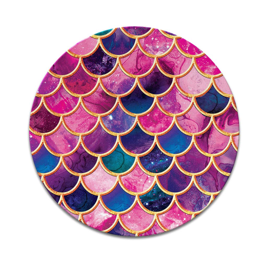Non-Slip Round Mouse Pad with Pink Mermaid Scales Design - Ergonomic Desk Mat for Home Office, Gaming & Workstation | Perfect for PC, Laptop & Computer Accessories