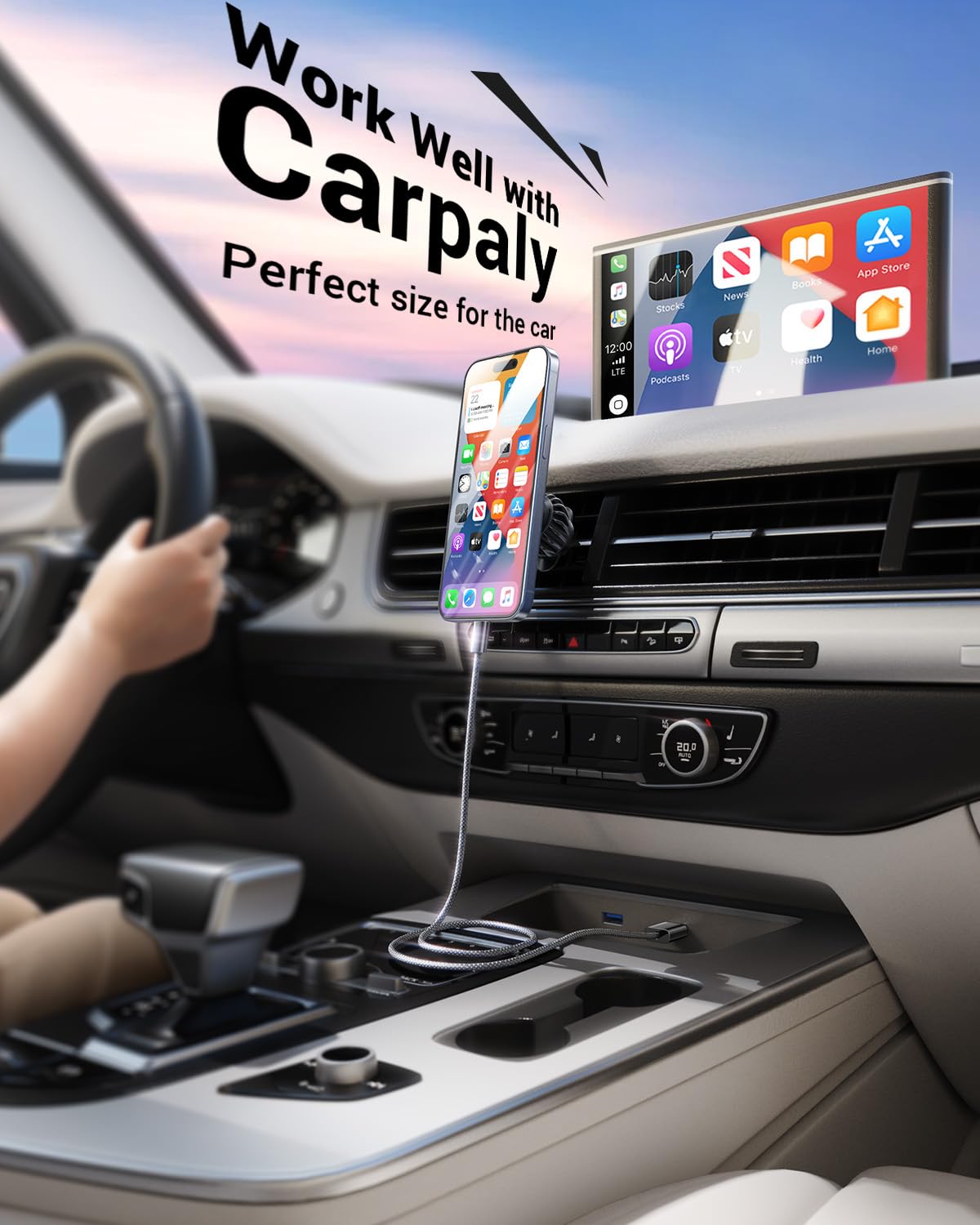 LISEN 3-Pack 6.6FT USB C to USB A Fast Charging Cable (3.2A) - Compatible with iPhone 16/15/14 Pro Max, Samsung Galaxy S23/S21/S20/S10 - Perfect for Home, Office & Travel Charging