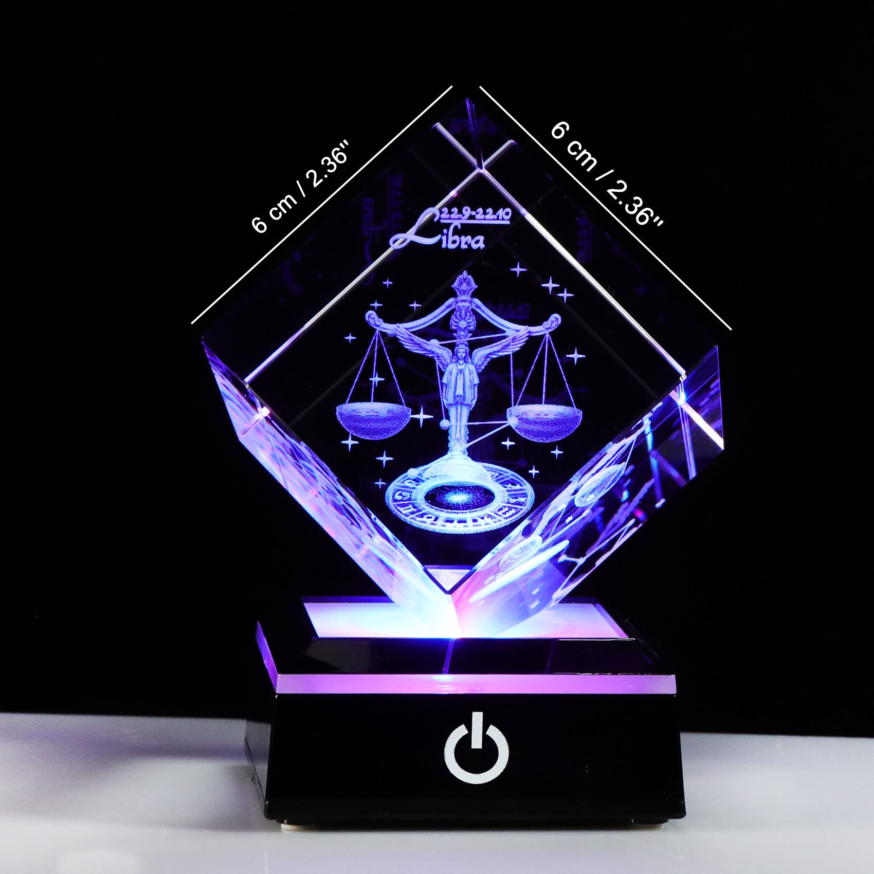 3D Crystal Libra Zodiac Sign Gift for Women & Men - Elegant Glass Figurine Constellation Decor, Perfect September October Birthday Present for Girlfriend, Wife, or Loved One | Home & Office Decoration, Spiritual Balance Keepsake