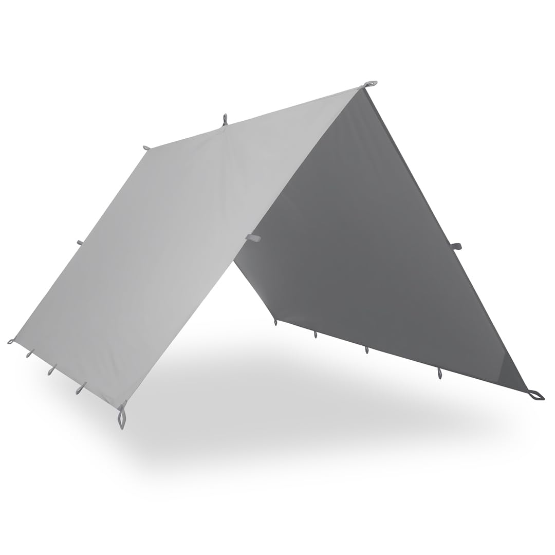 AQUAQUEST Guide Waterproof Camping Tarp - Ultralight Bivy Shelter or Rain Fly - Essential Camping Gear for Hiking, Hammock & Survival - 10x10ft Stealth Gray - Perfect for Backpacking, Emergency Shelter & Outdoor Adventures