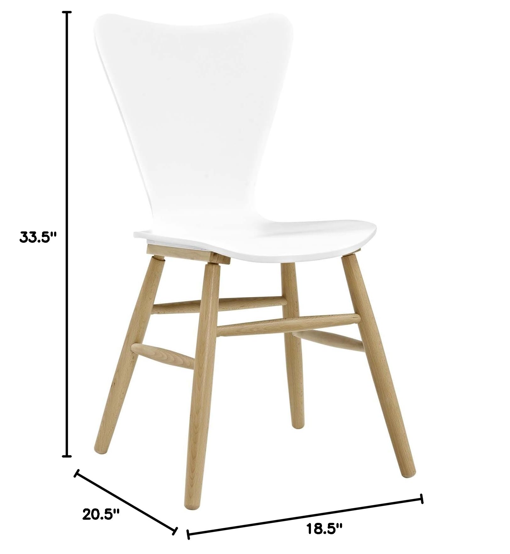 Modway Cascade Mid-Century Modern Wood Kitchen & Dining Chair - White | Stylish & Comfortable Seating for Home, Restaurant & Office