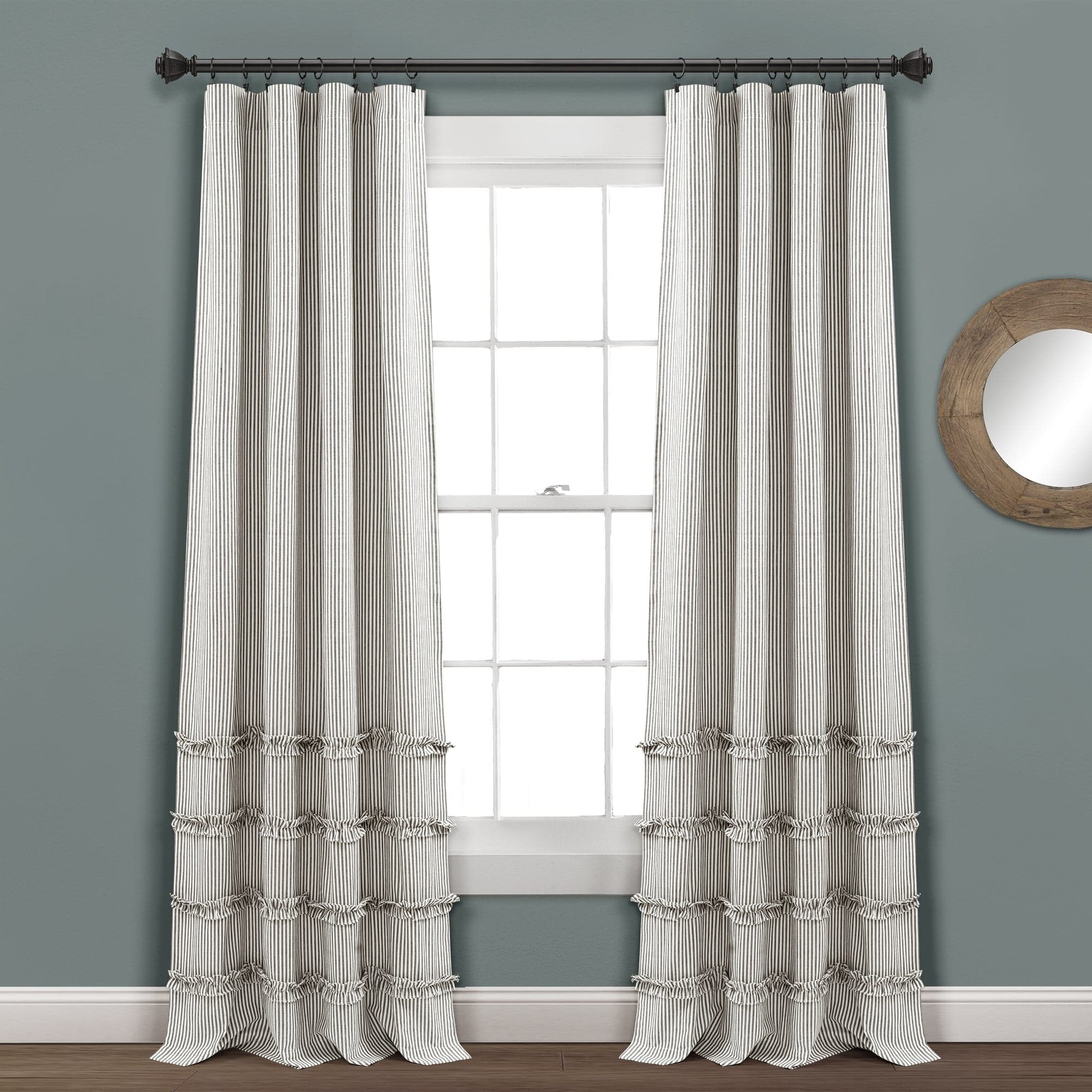 Vintage Stripe Yarn Dyed Window Curtain Panel Set - 2 Panels, 84 Inch Length, Black & White - Perfect for Living Room, Bedroom & Home Decor