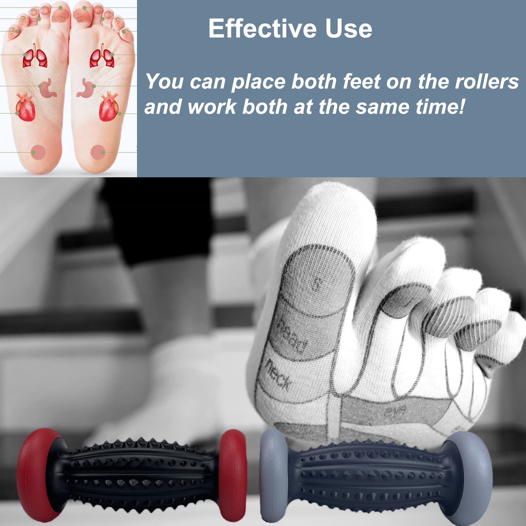 Plantar Fasciitis Foot Roller & Massage Balls Set - Deep Tissue Therapy for Neuropathy Pain Relief, Muscle Recovery & Reflexology - Perfect for Athletes, Runners & Office Workers (Includes 2 Rollers + 2 Spiky Balls) - Use After Workouts, Long Standing or Desk Work for Instant Relief