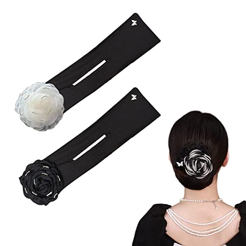 Exquisite Big Flower Hair Bun Maker - 2PCS Lazy Hair Curler & Twist Bun Tool for Effortless French Hairstyles in 5 Seconds | Perfect for Weddings, Parties & Everyday Elegant Updos