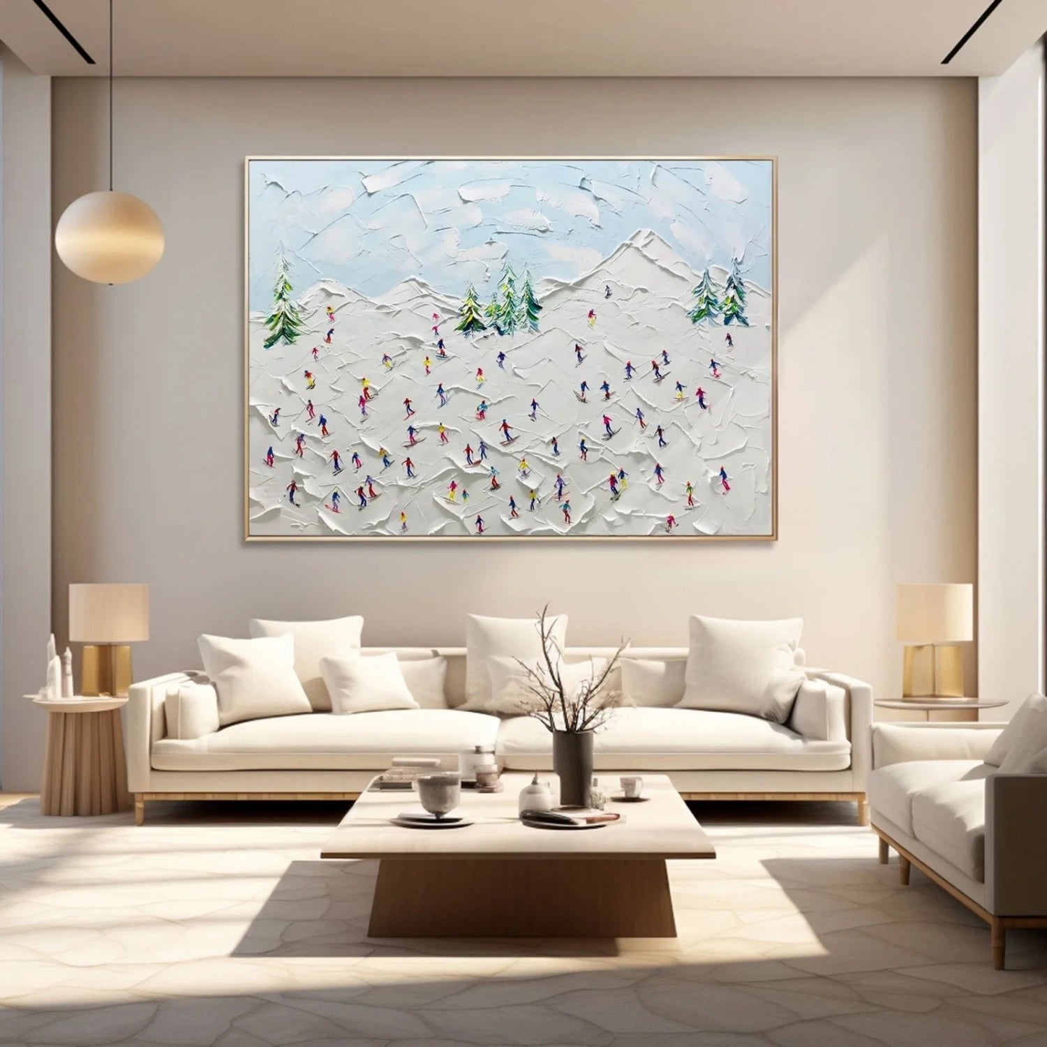 Premium Skiing Sport Art Textured Painting Canvas Wall Decor - SP053 | Perfect for Living Room, Bedroom & Office Decor