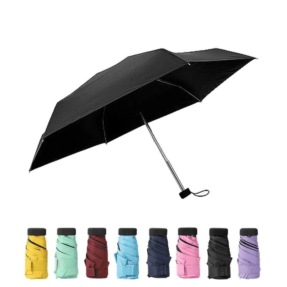 TOPTIE Mini Windproof Travel Umbrella - Compact Folding Umbrella for Sun & Rain Protection with UV Shield - Perfect for Travel, Commuting & Outdoor Activities