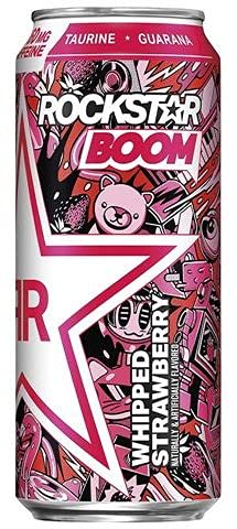 Rockstar Boom Energy Drink Variety Pack - Whipped Orange & Whipped Strawberry Flavors (16oz, 12 Cans) | Perfect for Workouts, Gaming & All-Night Study Sessions