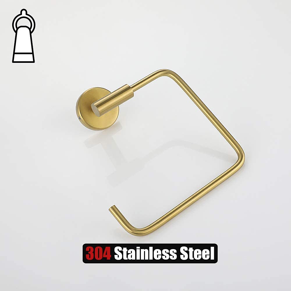 Brushed Gold Towel Ring Holder - Stainless Steel Bathroom Accessory for Modern Homes