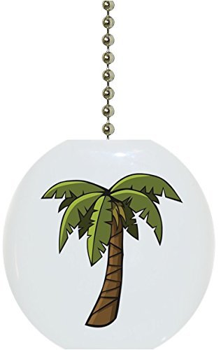 Single Palm Tree Ceramic Fan Pull - Tropical Decor Ceiling Fan Switch - Perfect for Beach House, Boho Bedroom & Coastal Living Room Decor