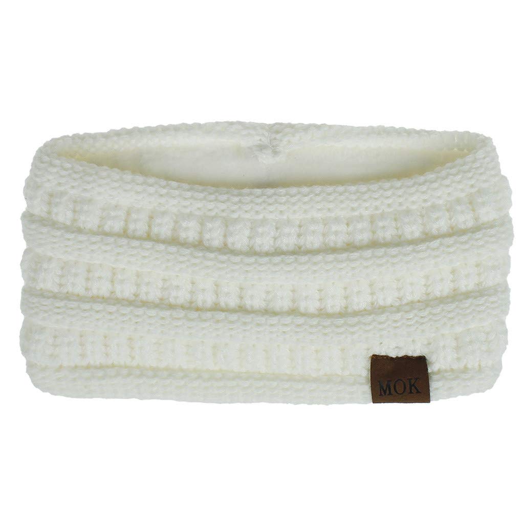Women's Knitted Warm Headband - Fashionable Handmade Sport Hairband for Winter, Yoga & Running (White, One Size) - Perfect for Outdoor Activities & Cold Weather