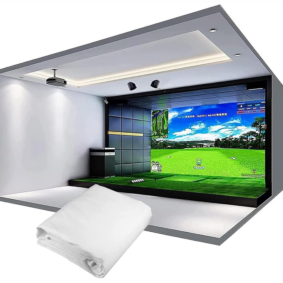 Premium Golf Simulator Impact Screen 3x1M - Durable Indoor Golf Training Projection Screen for Swing Practice | Perfect for Home Golf Simulators & Beginner Training | Ideal for Garage, Basement & Backyard Practice