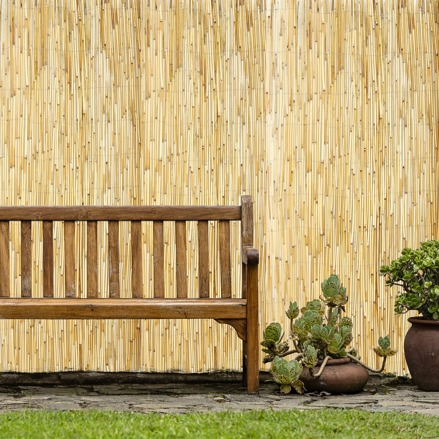 Natural Reed Fencing 4 ft H x 8 ft L (4-Pack) - Decorative Backyard Garden Fence Divider for Privacy, Patio Screening & Outdoor Landscaping