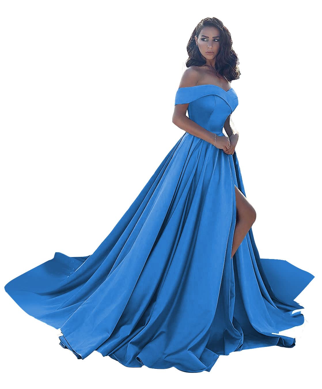 Elegant Long Satin Ball Gown Prom Dress - Off Shoulder Formal Wedding Dress for Women | Perfect for Prom Night, Evening Gala & Bridal Events