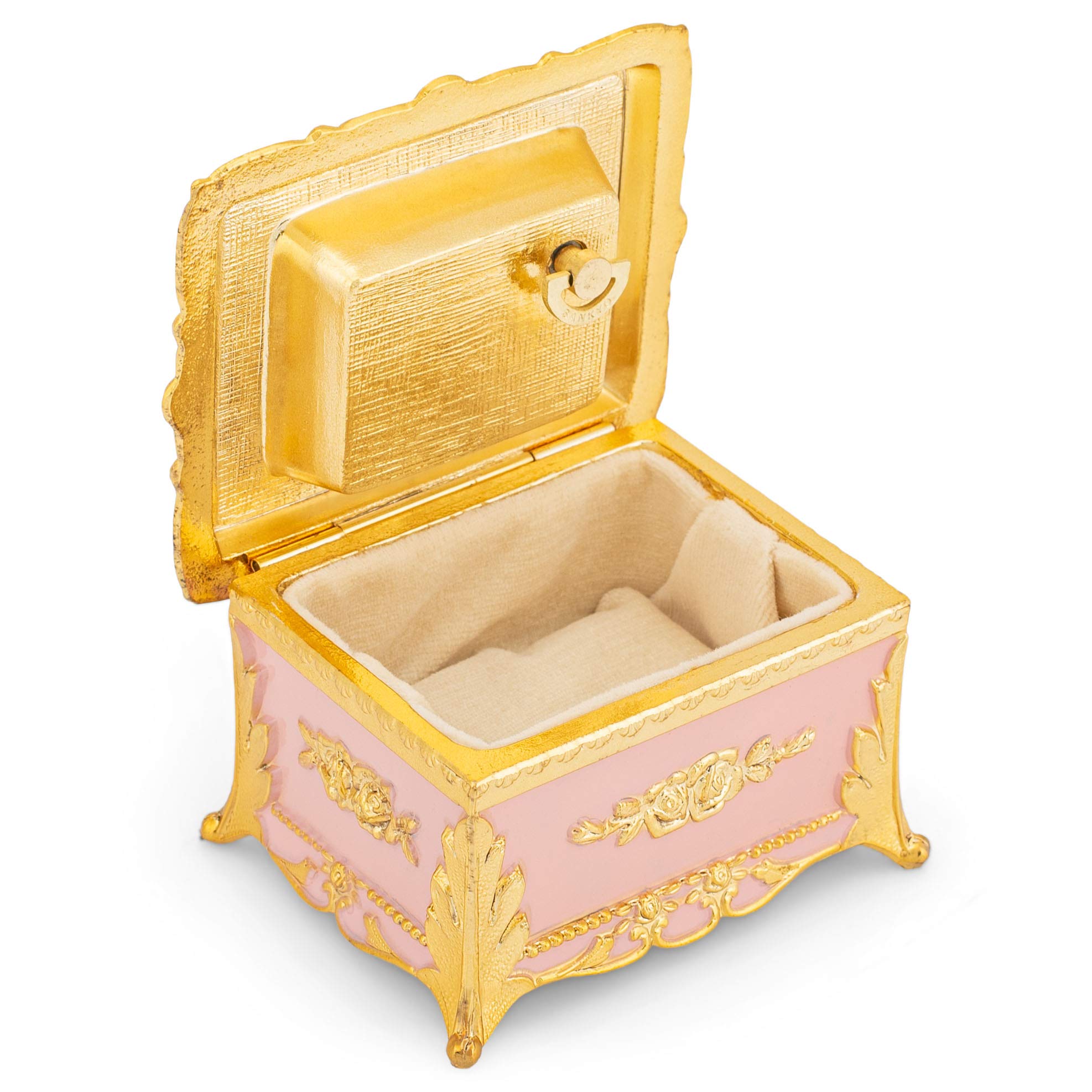Elegant Pink Floral Porcelain Music Jewelry Box with Lined Compartment & Canon Melody - Perfect Gift for Birthdays, Anniversaries & Home Decor