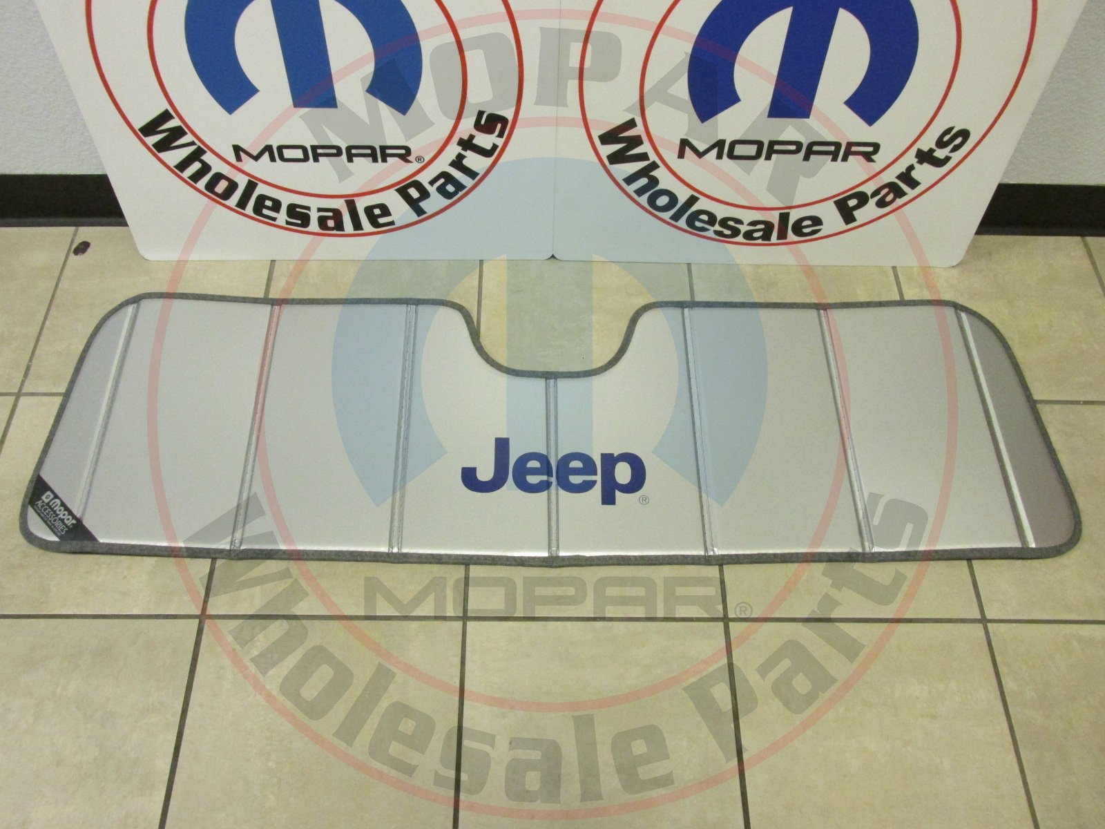 OEM Mopar 2001-2006 TJ Jeep Wrangler Foldable Sunshade with Jeep Logo (82203133) - UV Protection & Heat Shield for Summer Driving & Off-Road Adventures