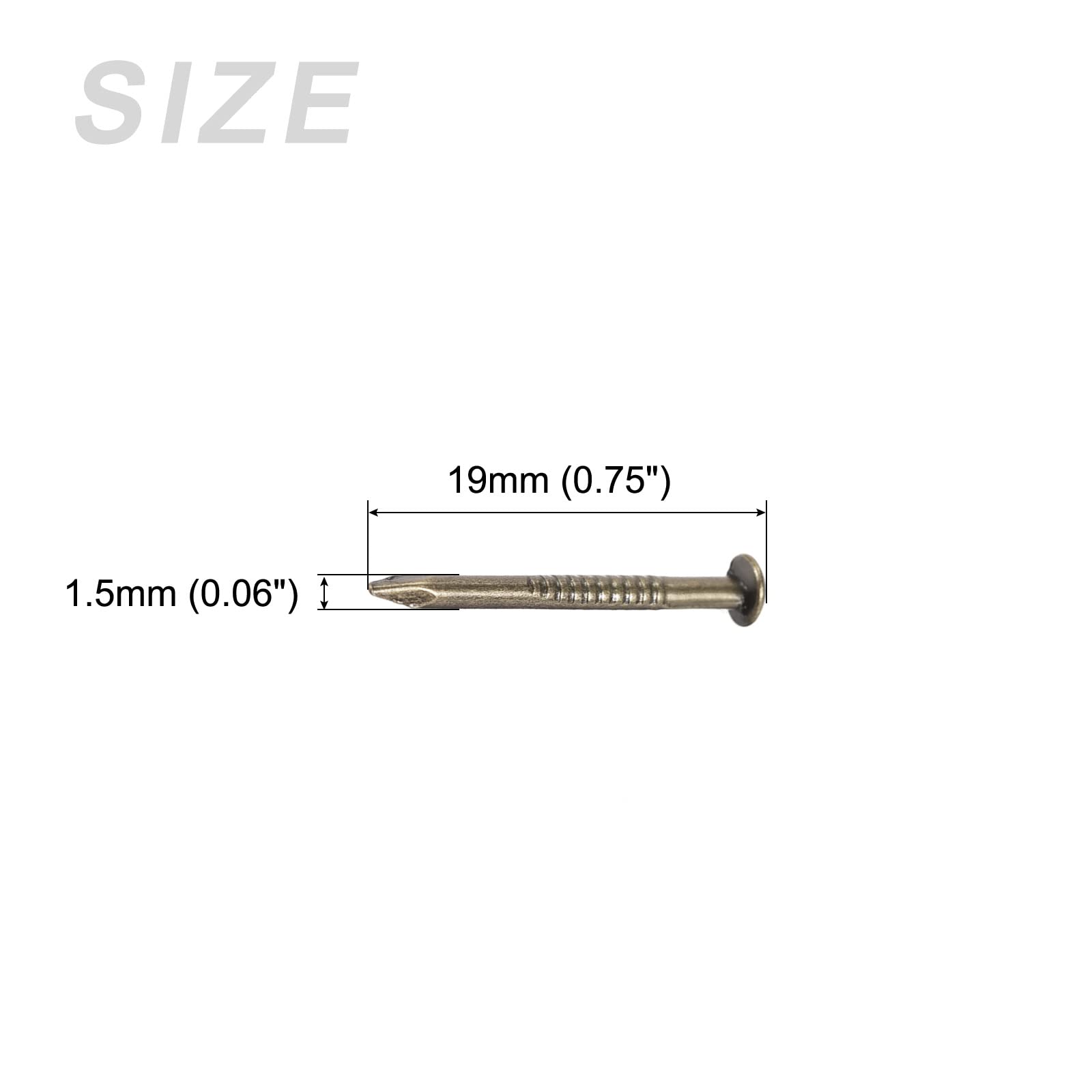 METALLIXITY 200pcs Small Nails (1.5x19mm) - Carbon Steel Tiny Hardware Nails for Woodworking, DIY Projects & Home Repairs - Bronze Tone Finish - Perfect for Furniture Assembly, Picture Hanging & Crafting