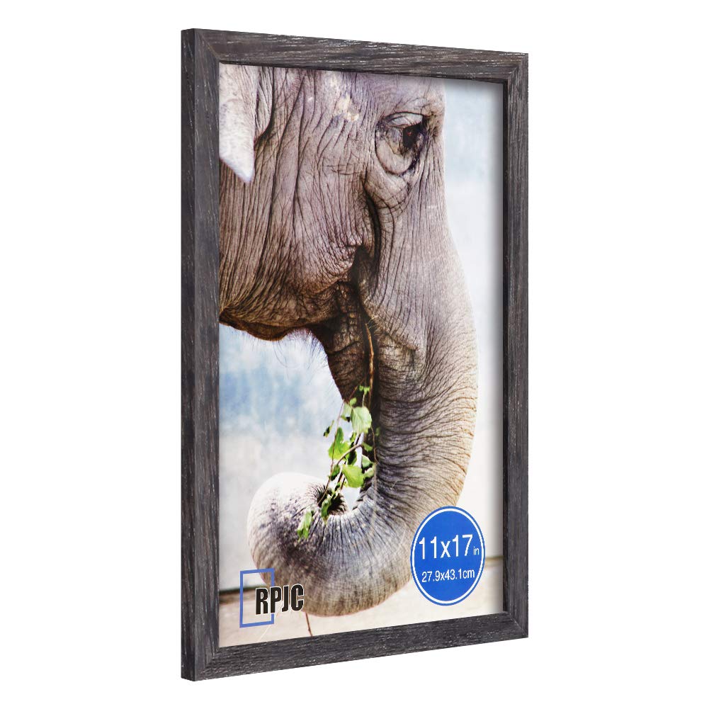 11x17 Inch Solid Wood Poster Frame - Wall Mount Hanging Picture Frame with Driftwood Finish - Perfect for Home Decor, Office Art Display & Gift Giving