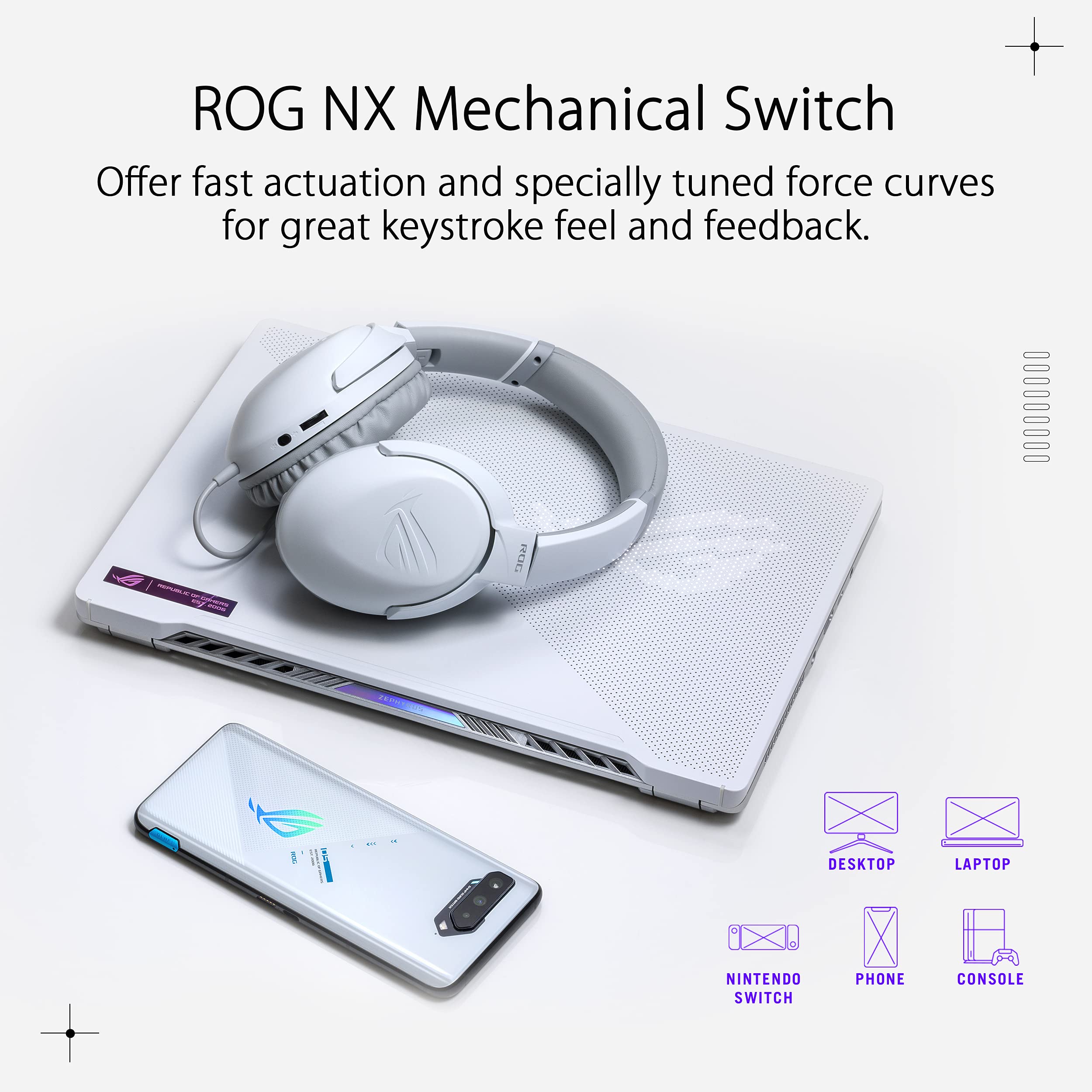 ASUS ROG Strix Go Core Moonlight White Gaming Headset - 3.5mm Jack, High Resolution Audio, Noise Cancelling Mic, 40mm Drivers, Lightweight Design for PC, Switch, PS5 & Mobile Devices - Perfect for Competitive Gaming & Online Streaming