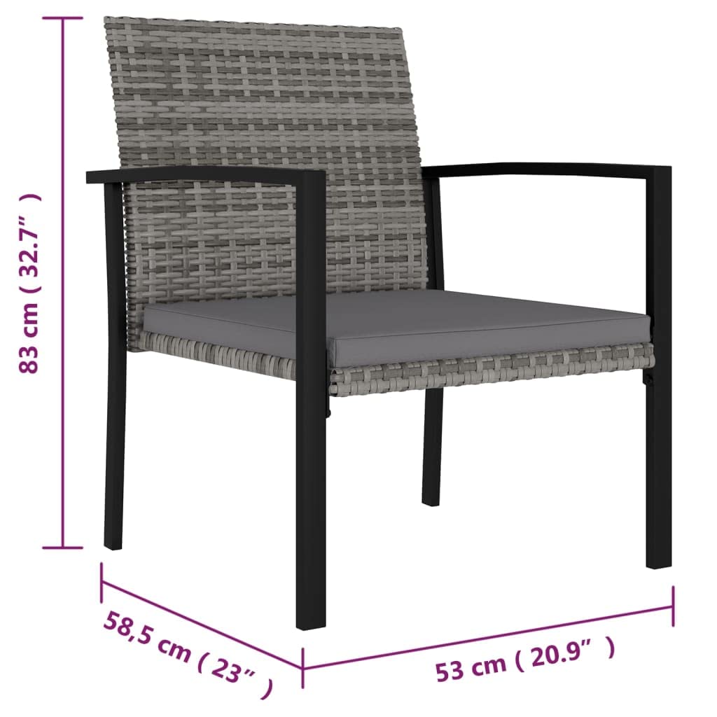 4-Piece Gray Poly Rattan Patio Dining Chairs Set - Weather-Resistant Outdoor Furniture for Garden, Deck, Balcony, Backyard & Poolside Dining | Perfect for Al Fresco Meals, Summer BBQs and Relaxing Outdoors