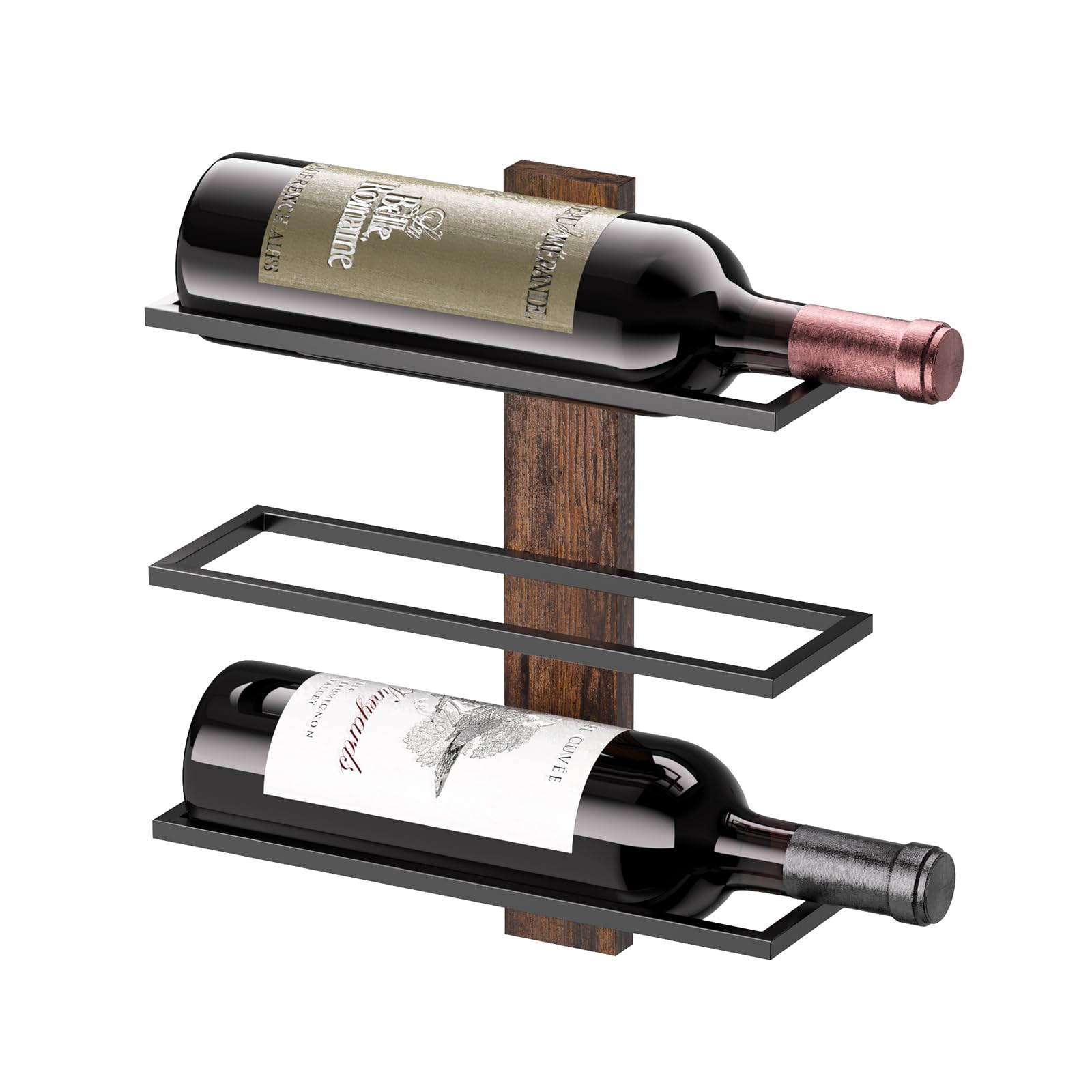 B4Life 3 Bottle Wall Mounted Wine Rack - Solid Wood Wine Holder for Kitchen, Dining Room, Bar - Perfect for Home Decor & Wine Storage Organization