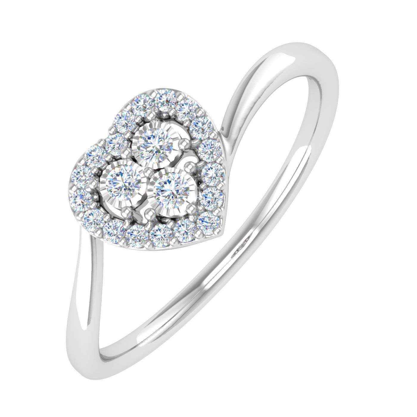 1/10 Carat Heart Shaped Diamond Ring in 10K Solid Gold - IGI Certified for Women, Valentine's Day Gift, Anniversary Jewelry, Romantic Proposal Present