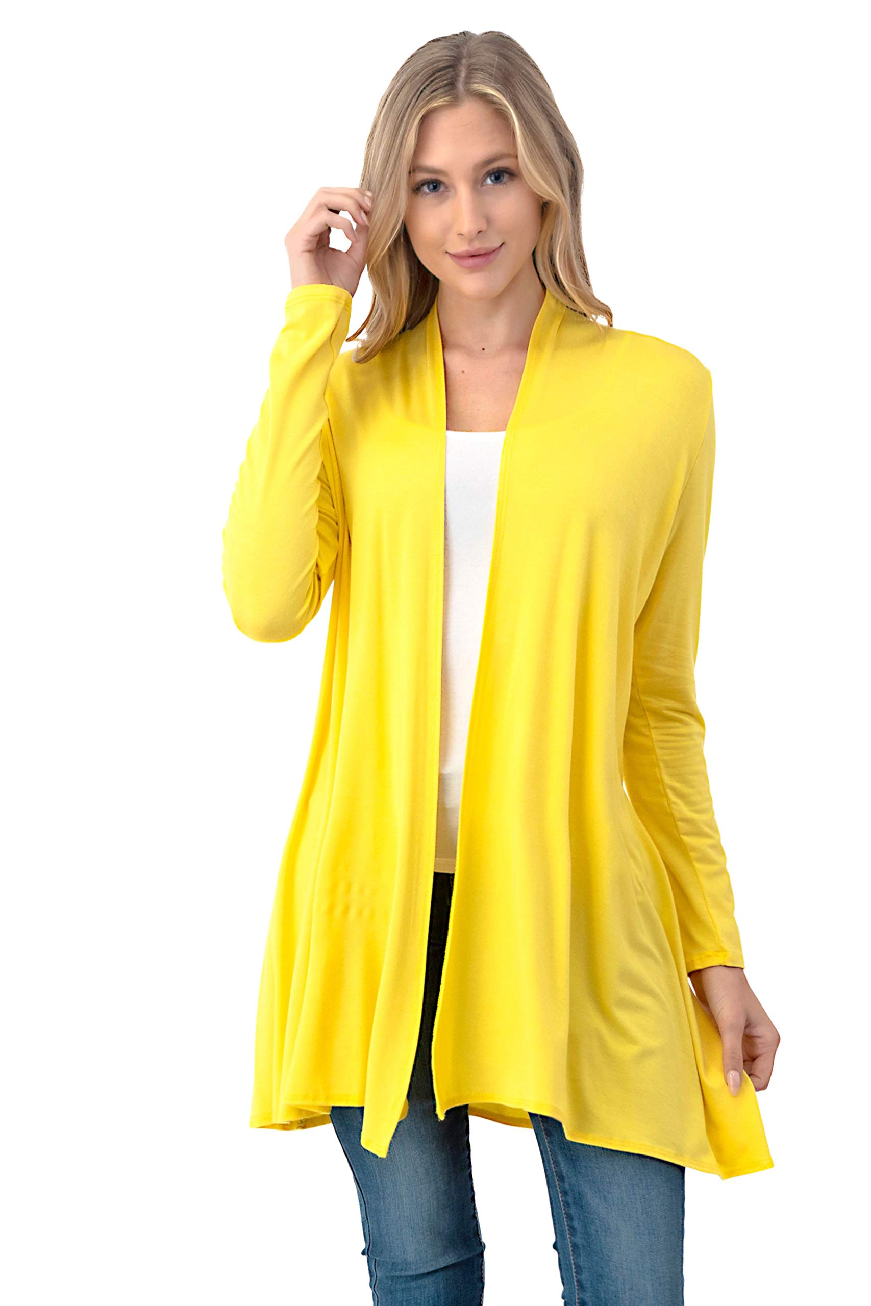 Simpli Soft Casual Longline Long Sleeve Cardigan Sweater for Women | Comfortable Lightweight Open Front Cover-Up | Made in USA | Perfect for Office, Lounge & Fall Layering