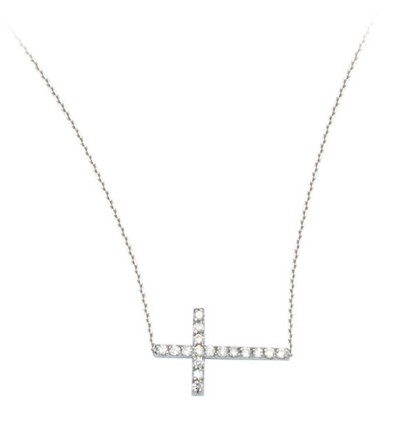 Diamond Sideways Cross Pendant Necklace - Elegant Jewelry for Women, Gift for Her - Perfect for Everyday Wear, Special Occasions & Layering