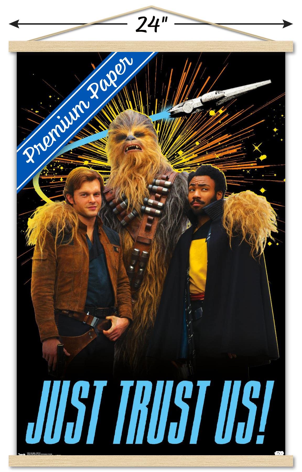 Star Wars Solo Movie Wall Poster - 22.375x34 Inches Premium Print with Beechwood Hanger - Officially Licensed Home & Office Decor for Movie Fans