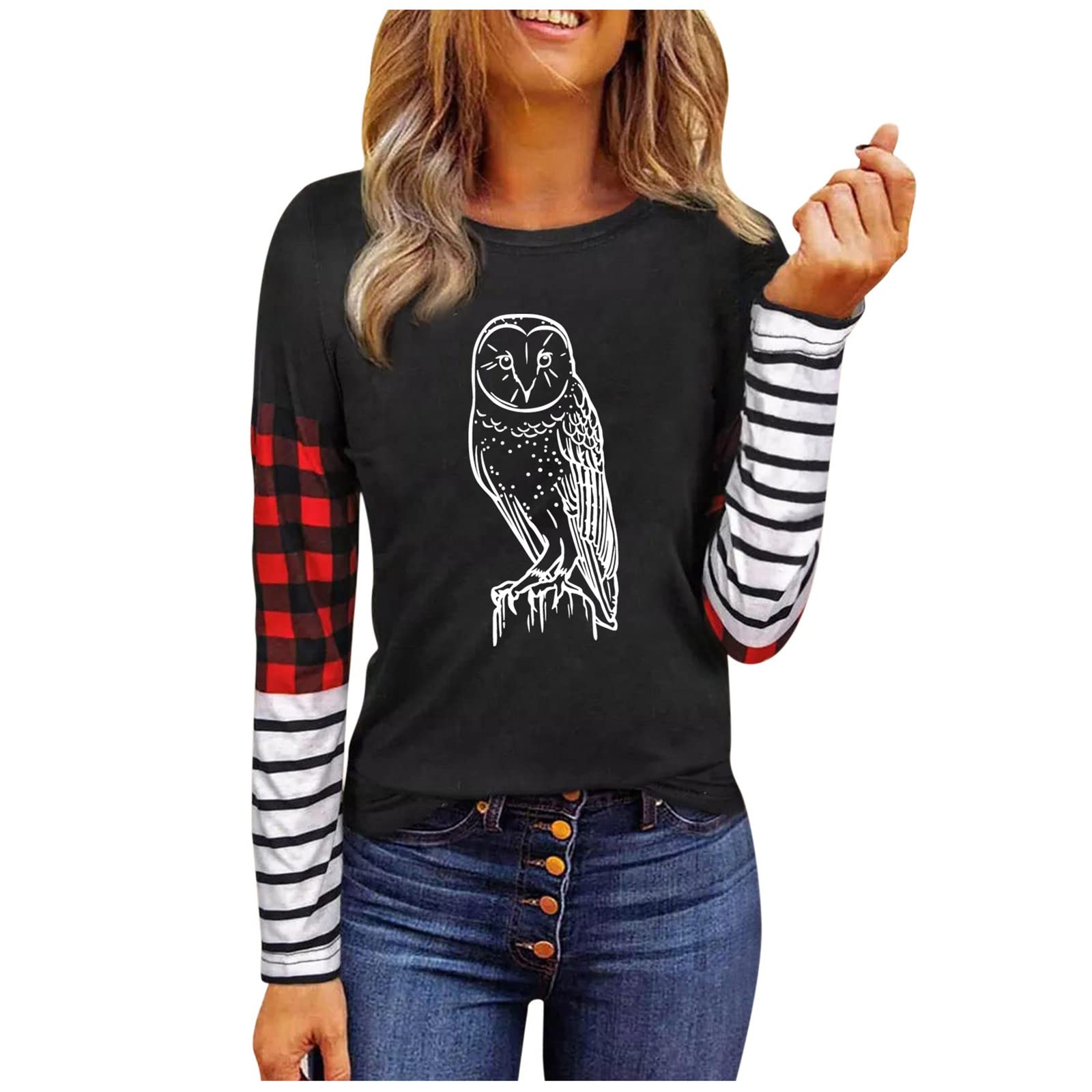Father's Day T-Shirts for Women - Maternity Blouse, Fall Long Sleeve Round Neck Tee in White - Perfect for Casual Wear, Pregnancy Comfort & Seasonal Wardrobe (Sizes Small to Large)