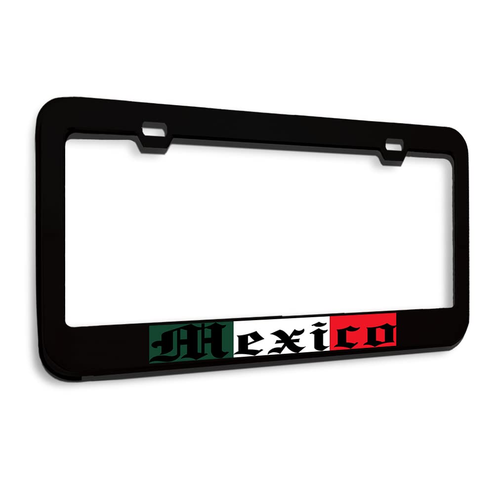 Speedy Pros Metal License Plate Frame with Mexico Flag - Durable Mexican Tag Holder for Cars - Black 2-Hole Design (1 Frame) - Perfect for Car Enthusiasts & Mexican Pride Decoration