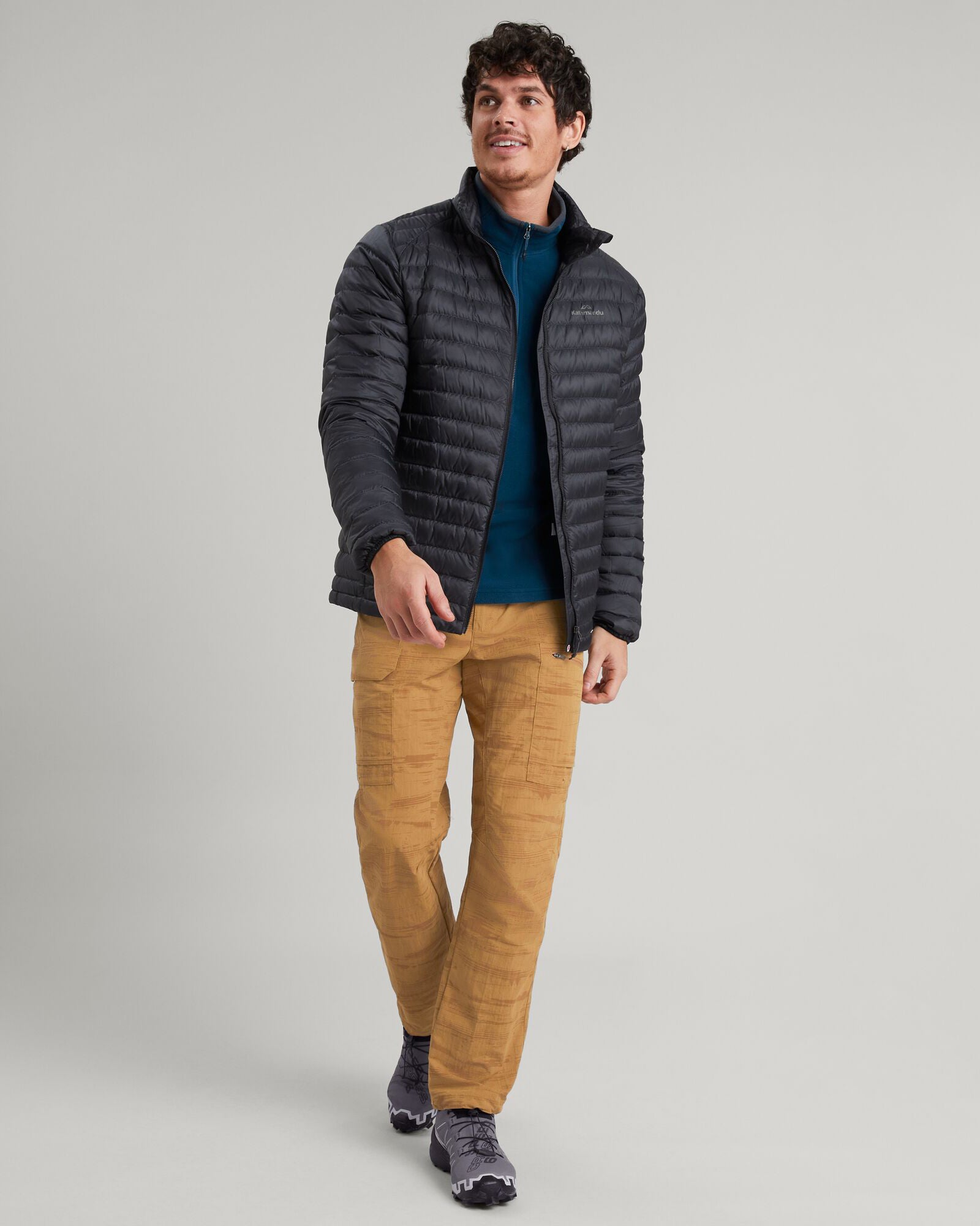 Men's Heli R Down Jacket - Lightweight Warm Winter Coat, Waterproof & Windproof, Black Stingray Color - Perfect for Skiing, Hiking & Outdoor Adventures