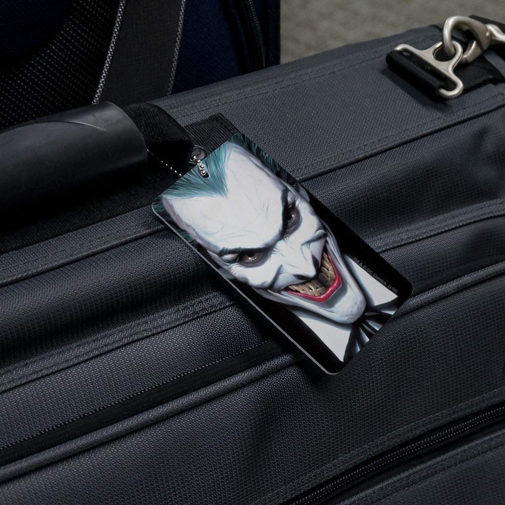 Batman Alex Ross Joker Head Luggage Tag - Durable Suitcase ID Tag for Carry-On Bags - Perfect for Travel, Cosplay & Comic Conventions