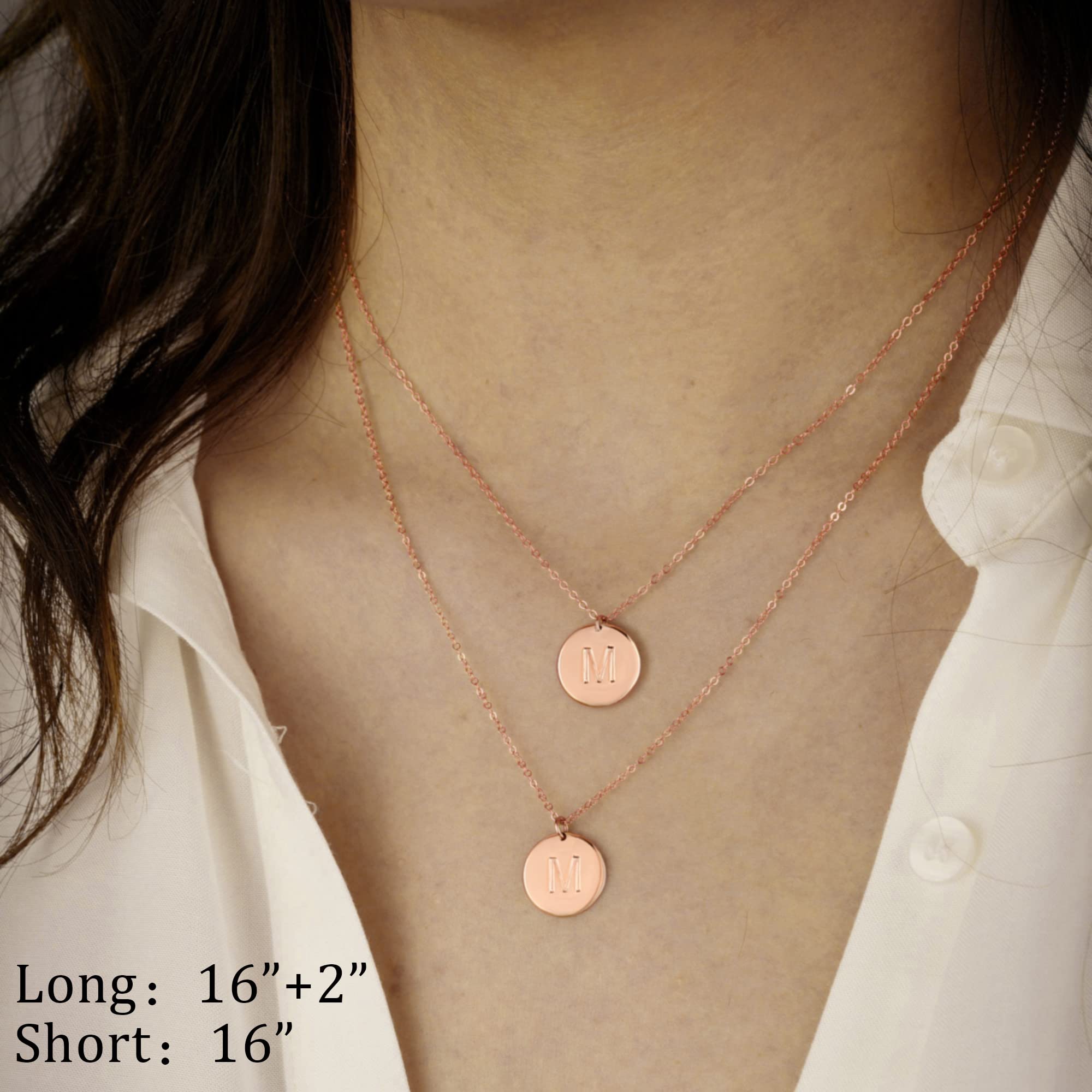 IEFWELL Personalized Initial Necklace for Women & Girls - Gold, Silver, Rose Gold Double-Sided Engraved Hammered Coin Pendant, Layered Necklace Jewelry Gift for Easter, Birthday, Graduation | Perfect for Teens, Daughters, Sisters & Best Friends
