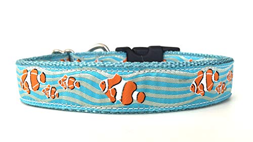 Handmade in USA Clown Fish Dog Collar for Medium to Large Dogs - Durable & Stylish Pet Accessory for Beach, Pool, or Tropical Themed Events