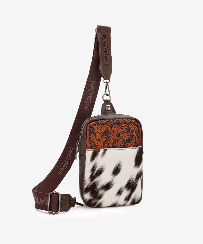 Trinity Ranch Genuine Hair-On Cowhide Sling Bag - Stylish Leather Crossbody Purse for Women, Perfect for Outdoor Adventures, Travel & Daily Use