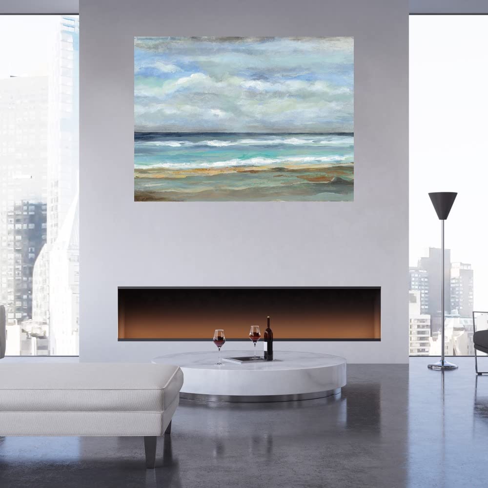 Silvia Vassileva Seashore Fine Art Canvas Wall Decor - 32x24 Inches Ready to Hang Painting for Living Room, Bedroom, Office & More - Coastal Beach Themed Home Décor Perfect for Relaxing Spaces