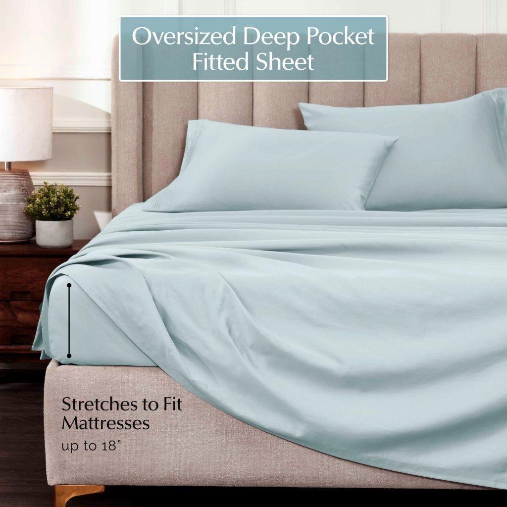1000 Thread Count Egyptian Cotton Bed Sheet Set - Super Soft Luxury Sheets for Olympic Queen Size Bed - Perfect for Home, Hotel & Guest Room Comfort