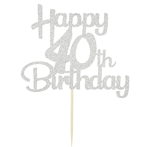 40th Cake Topper - Silver Glitter