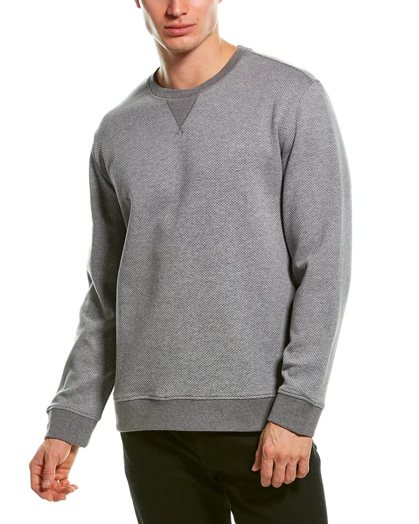 Vince Men's Birdseye Double Knit Long Sleeve Crew Neck Sweater - Comfortable Casual Pullover for Office, Date Night & Fall Layering