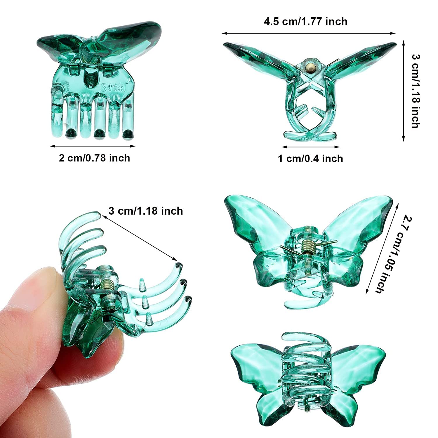 MANODHRUVA 3-Piece Large Butterfly Hair Claw Clip Set - 3.4 Inch Clear Jaw Clips for Thick Hair | Jumbo Hair Clips for Women & Girls | Crystal Design | Perfect for Updos, Ponytails & Everyday Styling