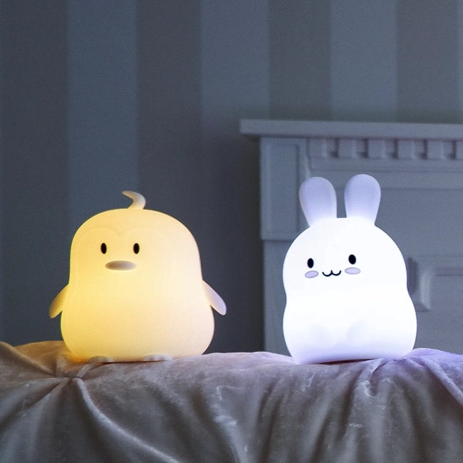Soft Silicone LED Nightlight for Baby Crib - Bunny Shape | Gentle Glow for Nursery, Kids Room & Bedtime | Safe, Dimmable & Portable Night Light for Newborns & Toddlers