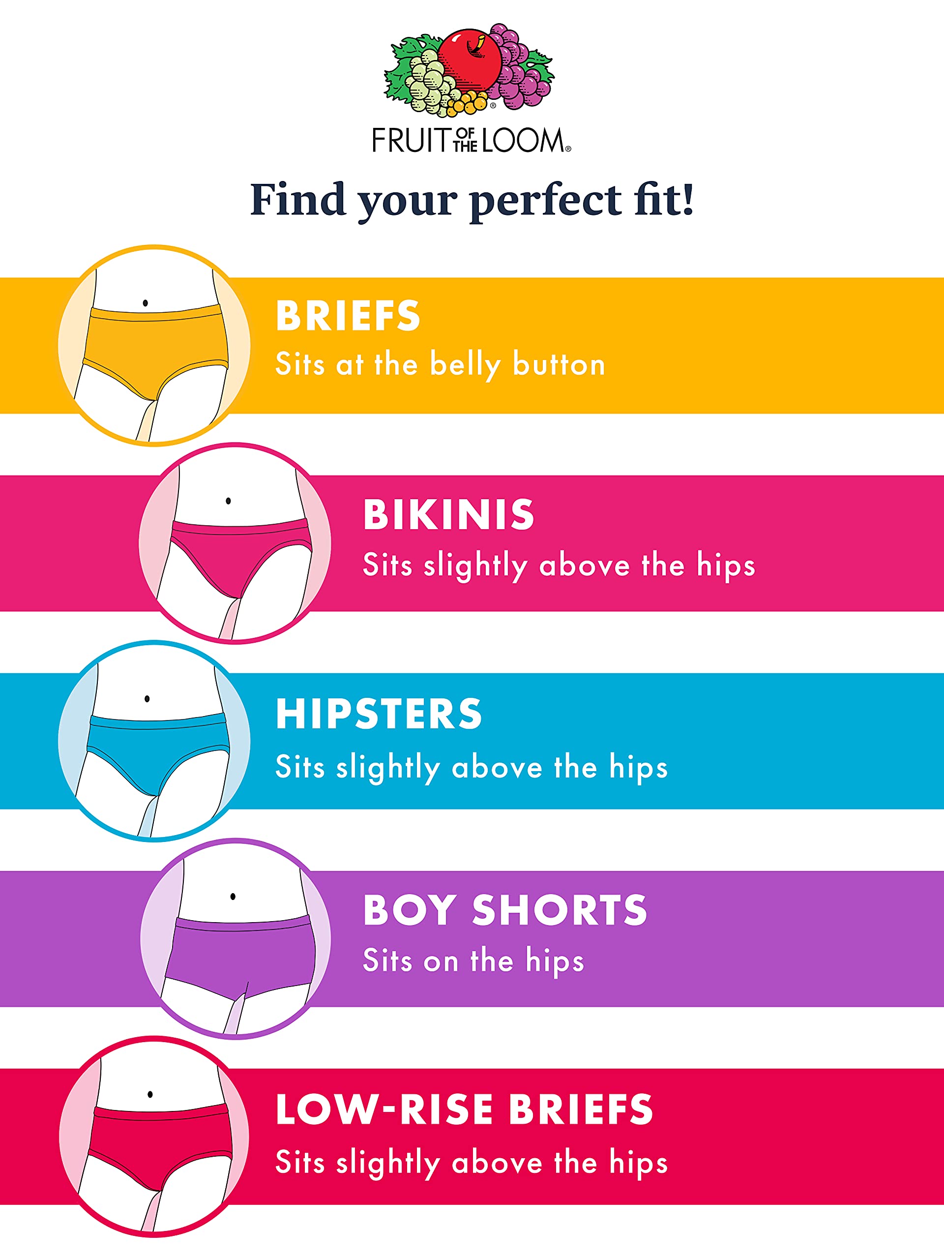Fruit of the Loom Girls' Cotton Brief Underwear Multipack - Soft Comfortable Underwear for Kids, 6-Pack - Perfect for School, Play & Everyday Wear