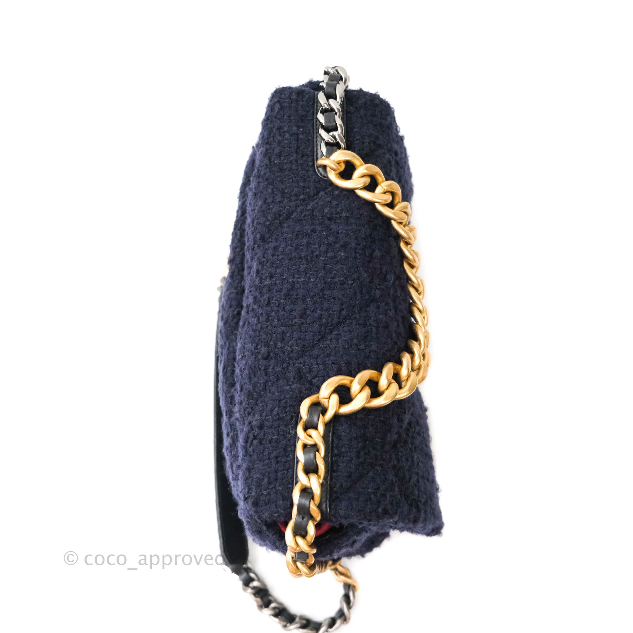Chanel 19 Medium Flap Bag in Navy Tweed with Mixed Hardware - Luxury Designer Handbag for Women, Perfect for Work, Evening Events & Special Occasions