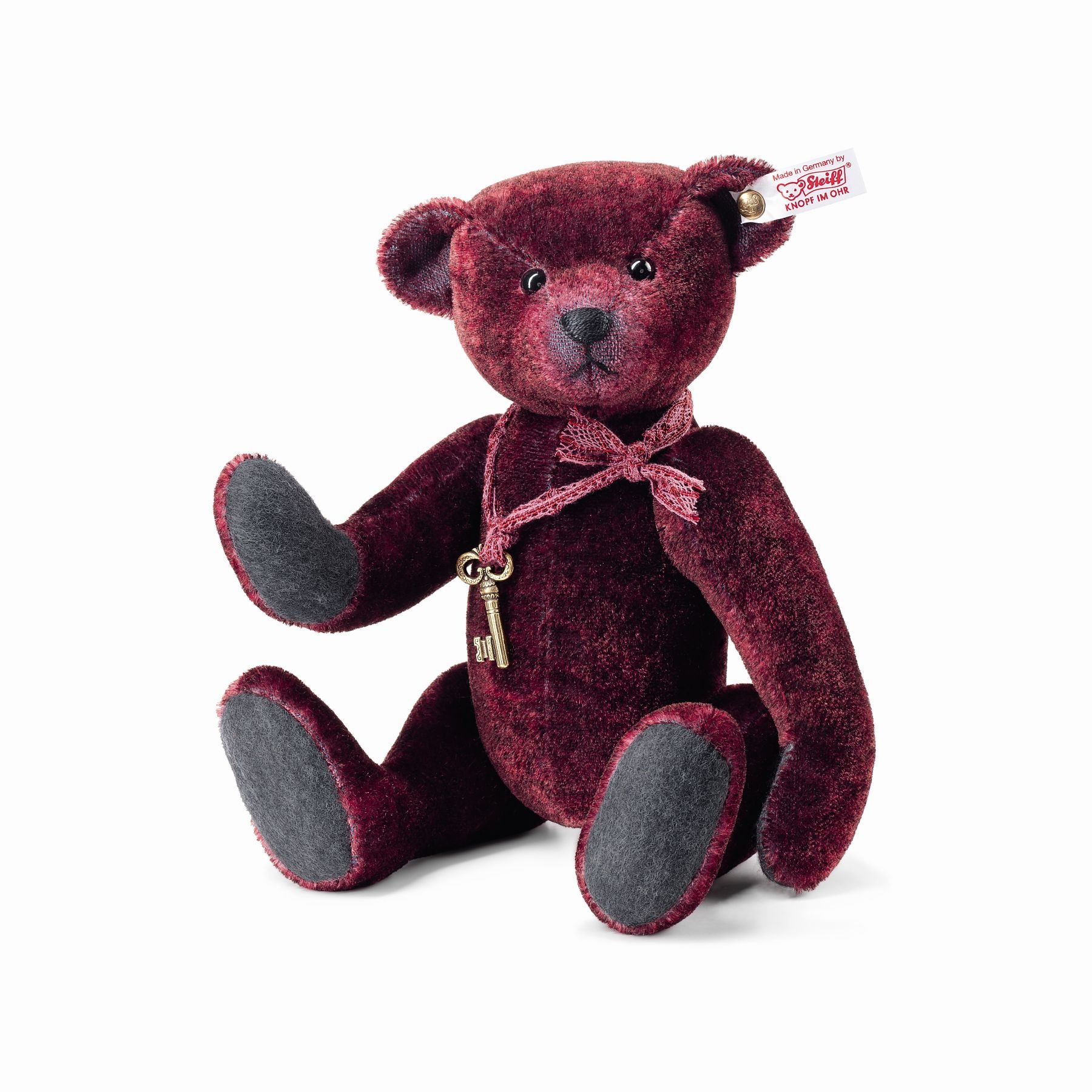Steiff Basco Teddy Bear with Red Tipped Fur - Premium Collectible Stuffed Animal for Kids & Adults | Perfect Gift for Birthdays, Valentine's Day & Nursery Decor