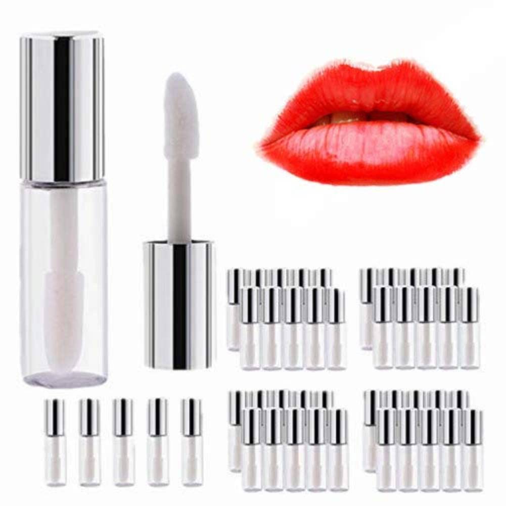GOTOTOP 45 Pack 1.2ml Empty Clear Lip Gloss Tubes with Silver Caps - Refillable Plastic Lip Balm Containers for DIY Makeup, Cosmetic Storage & Travel Essentials (Perfect for Home, Salon & Professional Use)