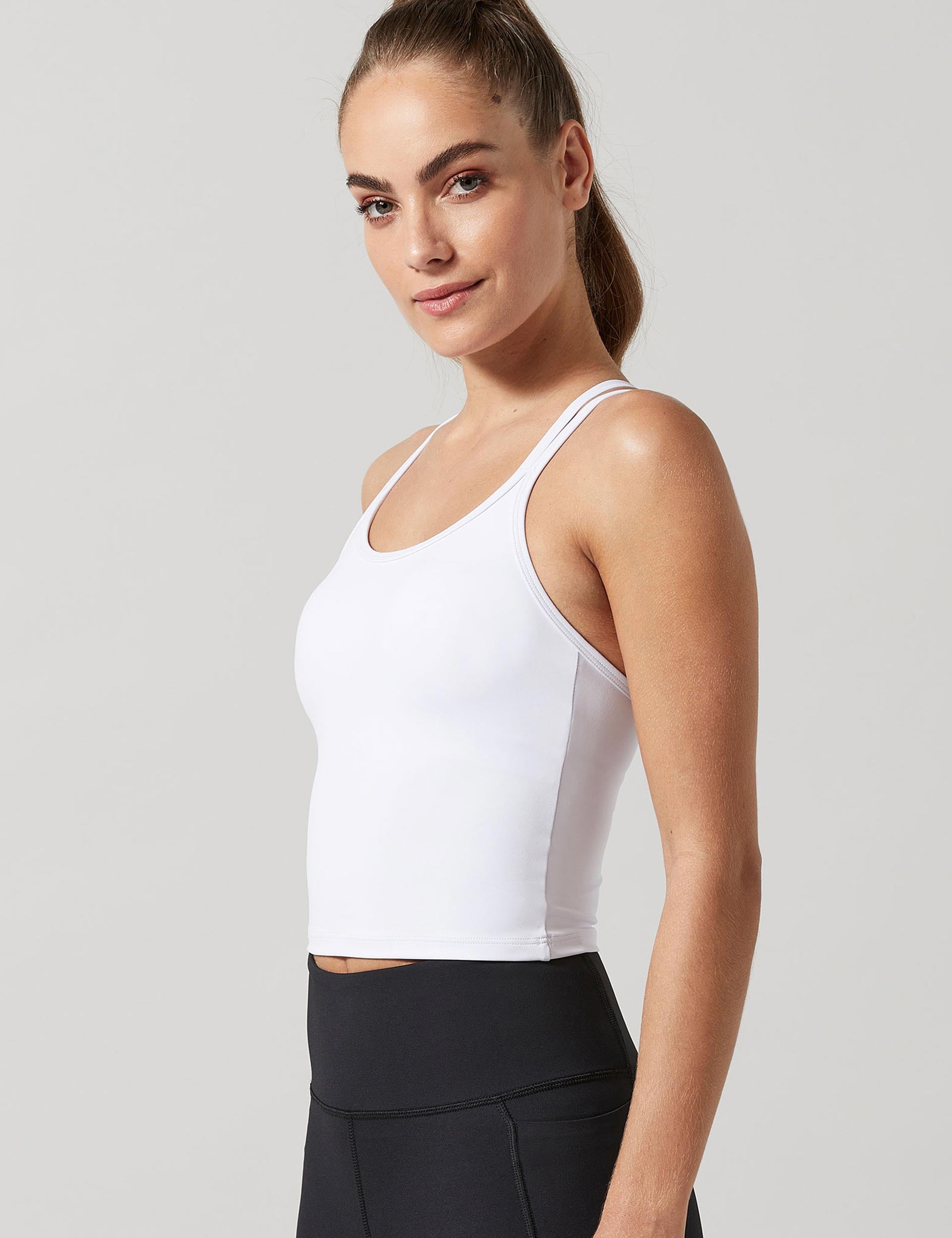 Monica Seamless Sports Bra Top - Bright White for Yoga, Running & Gym Workouts