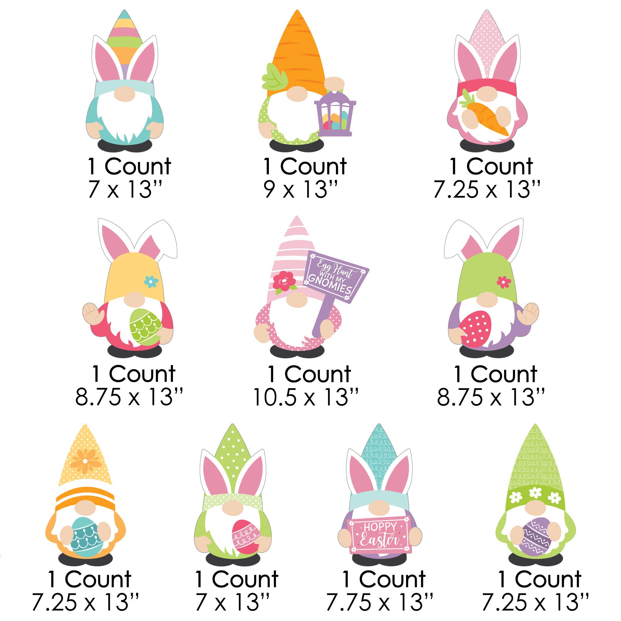 Big Dot of Happiness Easter Gnomes - 10-Piece Outdoor Lawn Decor Set for Spring Bunny Party Yard Decorations | Perfect for Easter Celebrations, Garden Parties & Seasonal Home Decor