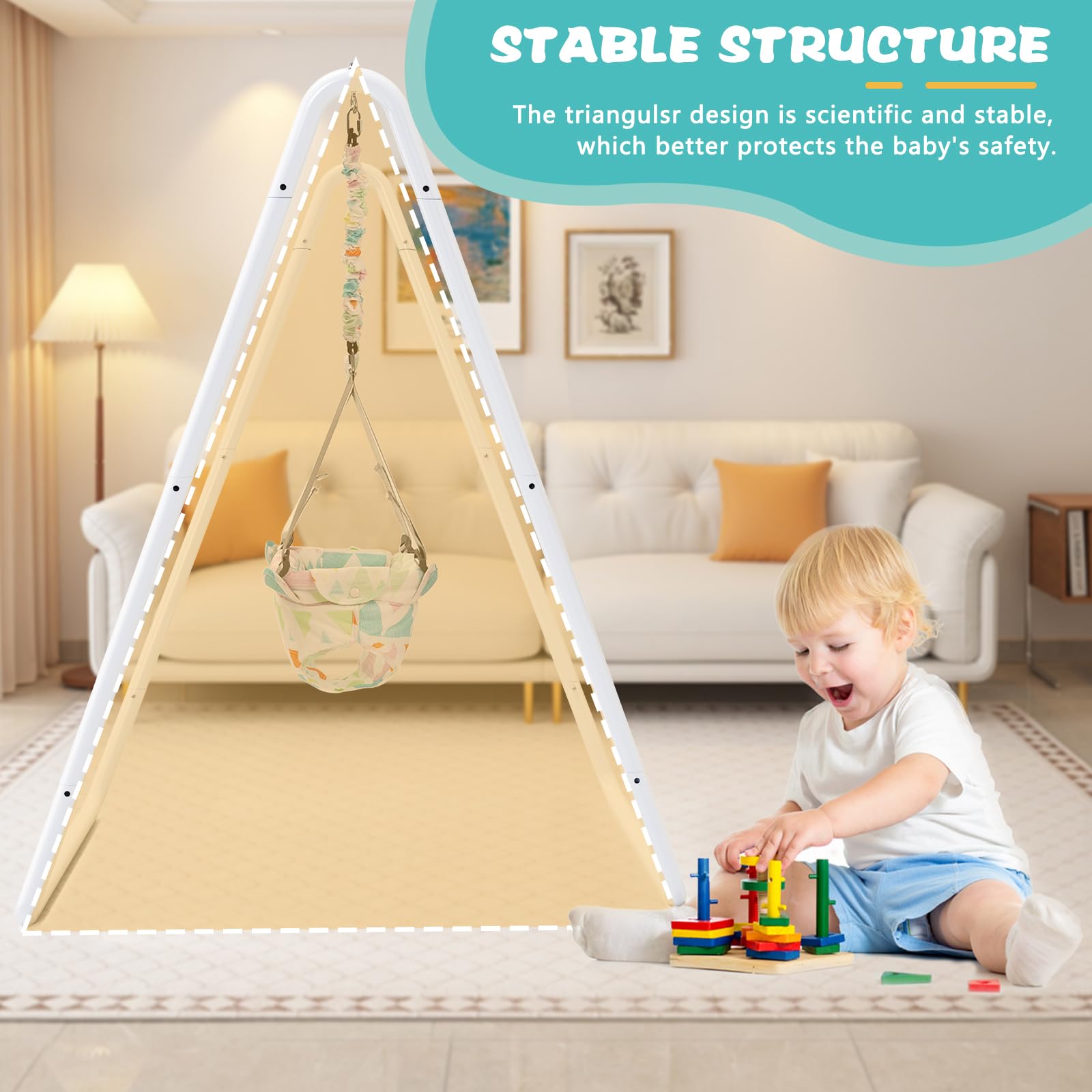 2-in-1 Baby Bouncer Jumper & Toddler Swing - Safe 5-Point Harness for Indoor/Outdoor Use | Space-Saving Design, Stable Infant Activity Center | Perfect for Playtime, Nursery, Backyard & Travel